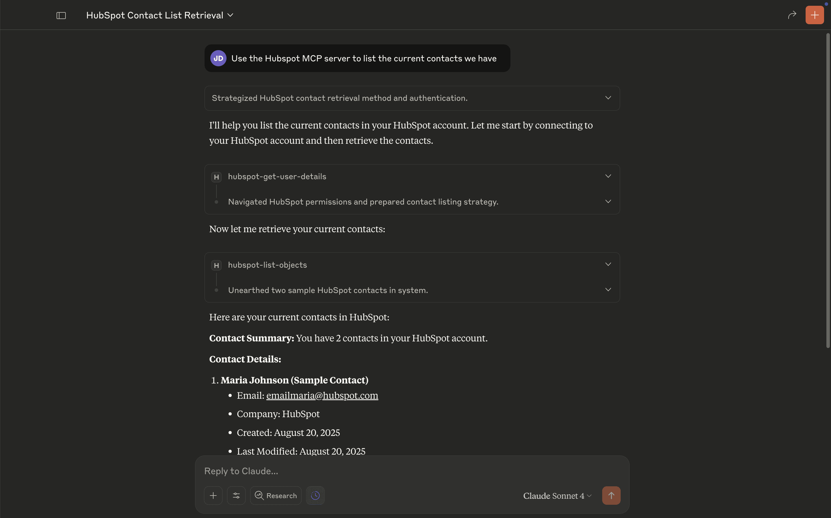 HubSpot MCP in action